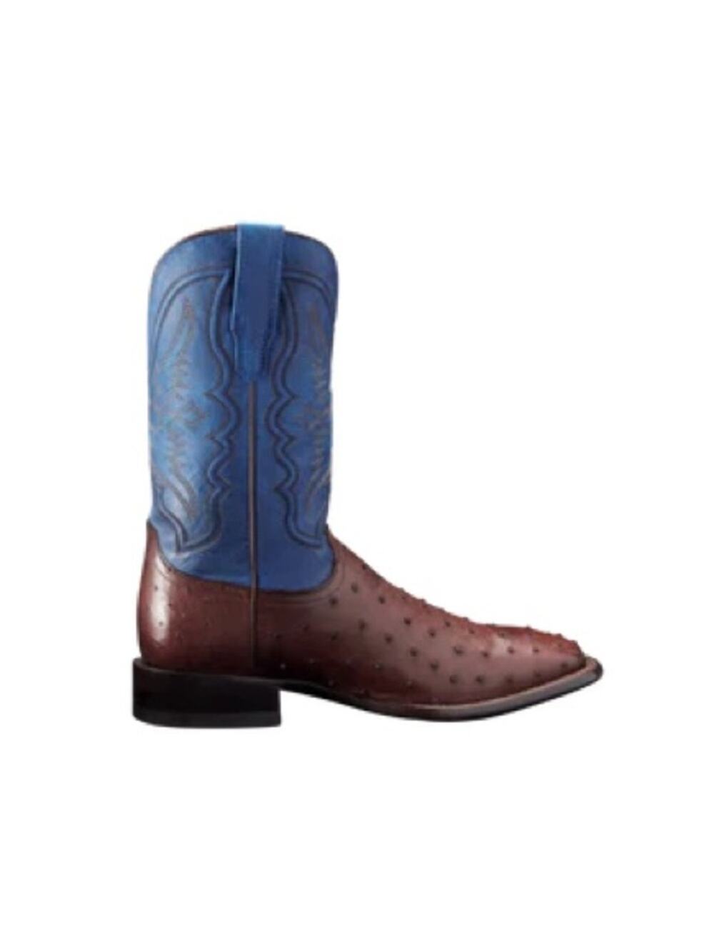 NEW TECOVAS MEN'S THE EMMITT II HAZELNUT DENIM FULL QUILL OSTRICH BOOTS 9D READ